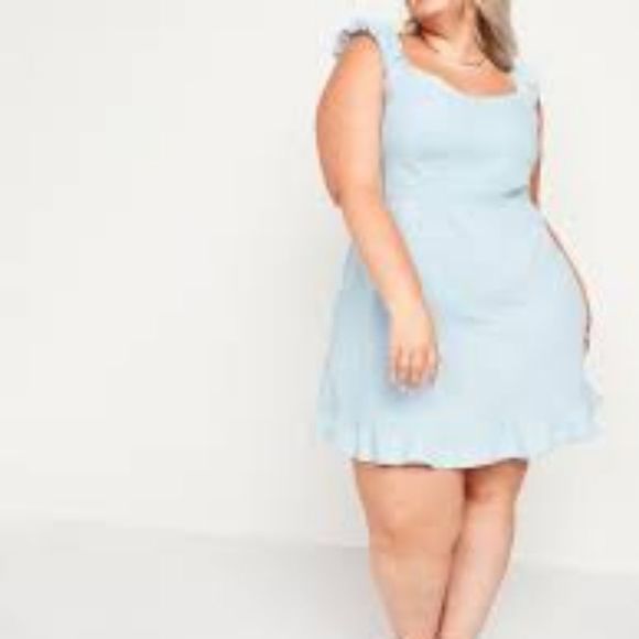 (2/$30) NWT Old Navy Fit & Flare Light Denim Mini Dress Plus 4X (fits like 3X) - Picture 1 of 7